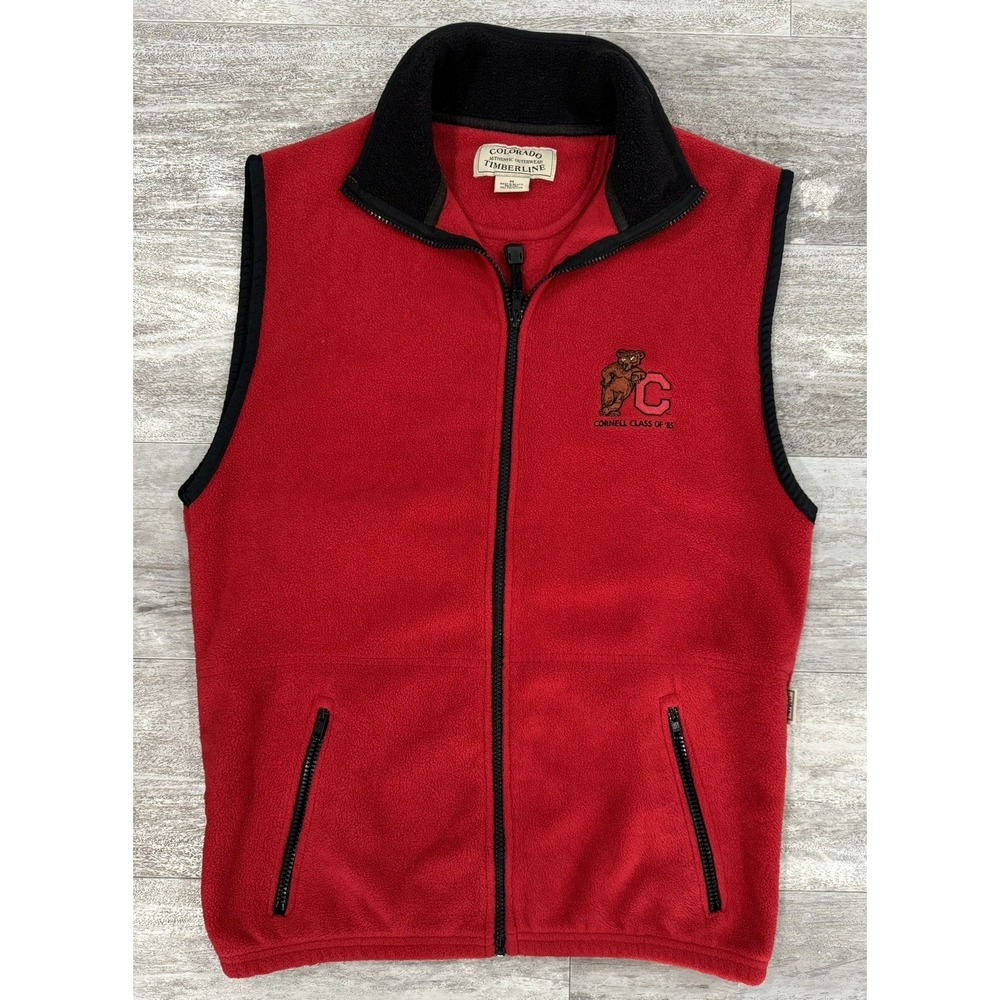 Vintage Cornell University Full Zip Red Sweater Vest Size Medium Class Of 1985